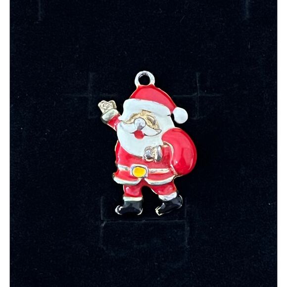 Vintage Phister Enterprises Santa Claus Pendant Enamel Christmas Jewelry Signed - Picture 1 of 10